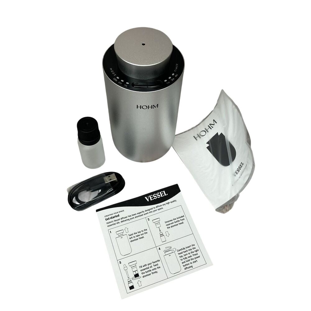 Essential Oil Diffuser by HOHM Portable & Waterless in SILVER NEW (MSRP $100)